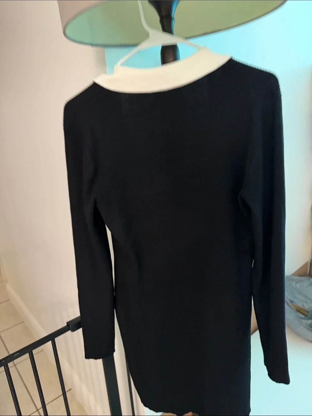 Cider Black & White Contrast-Trim Button Front Longline Cardigan
